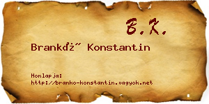 Brankó Konstantin névjegykártya